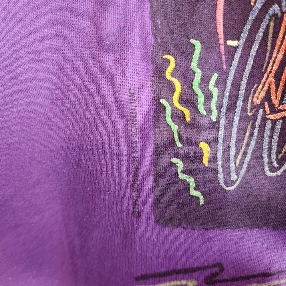 Vintage 1991 Hanes XL Retro Outdoor Sports Graphic T Shirt USA Made Purple 90s - Picture 3 of 9
